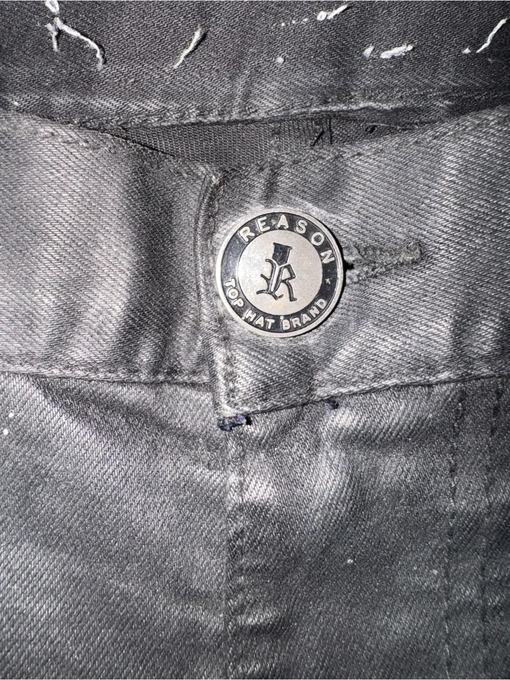 Reason Black Patchwork Graphic Slim Straight Jeans with Blue & Purple Accents